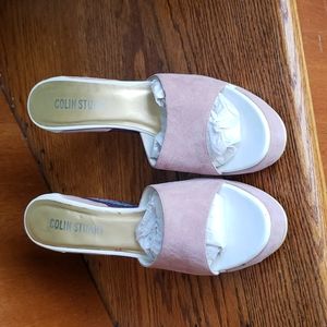 Victoria's Secret Colin Stuart Multi Colored Suede/Leather Wedge 4 1/2" Heels